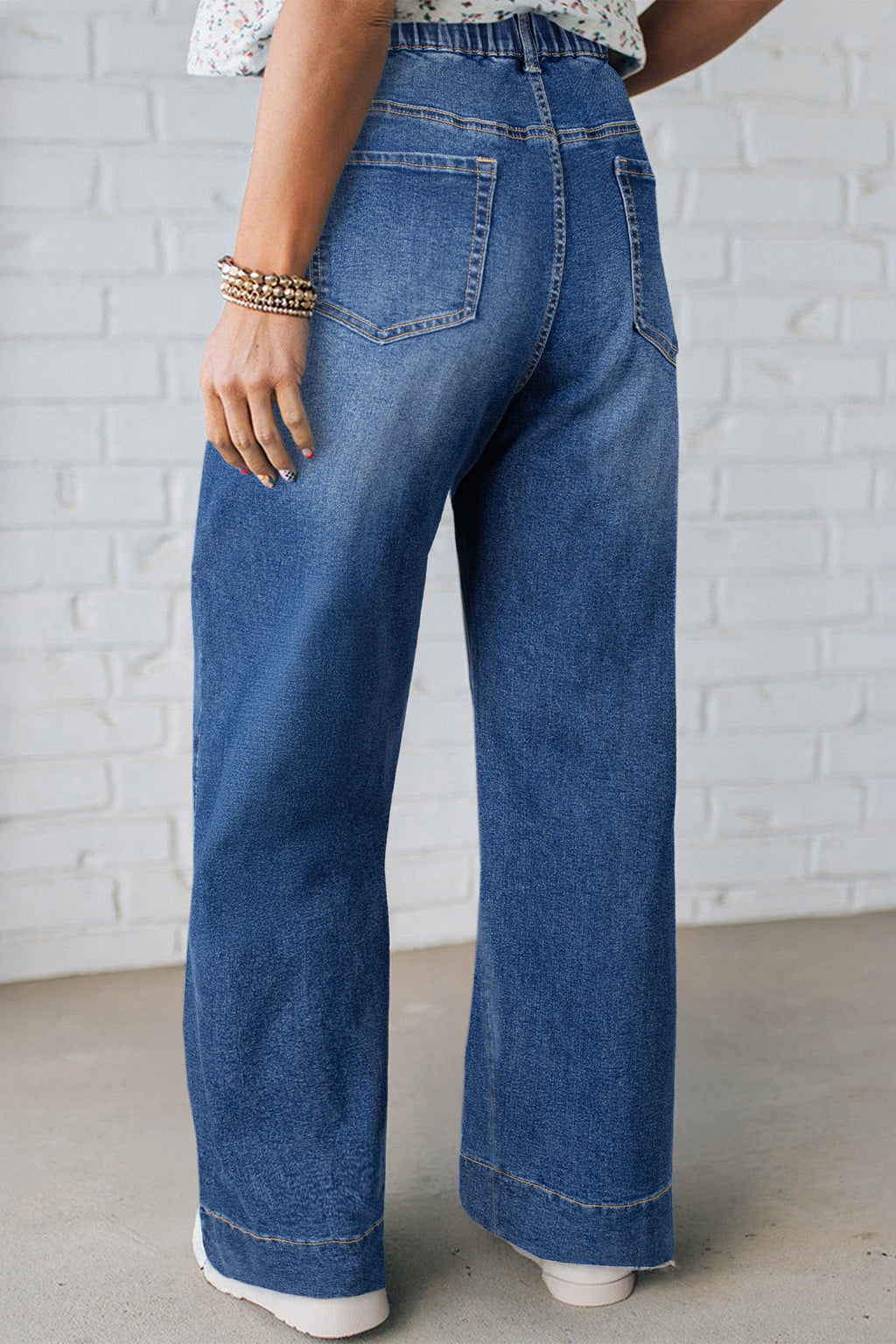 Drawstring Wide Leg Denim
