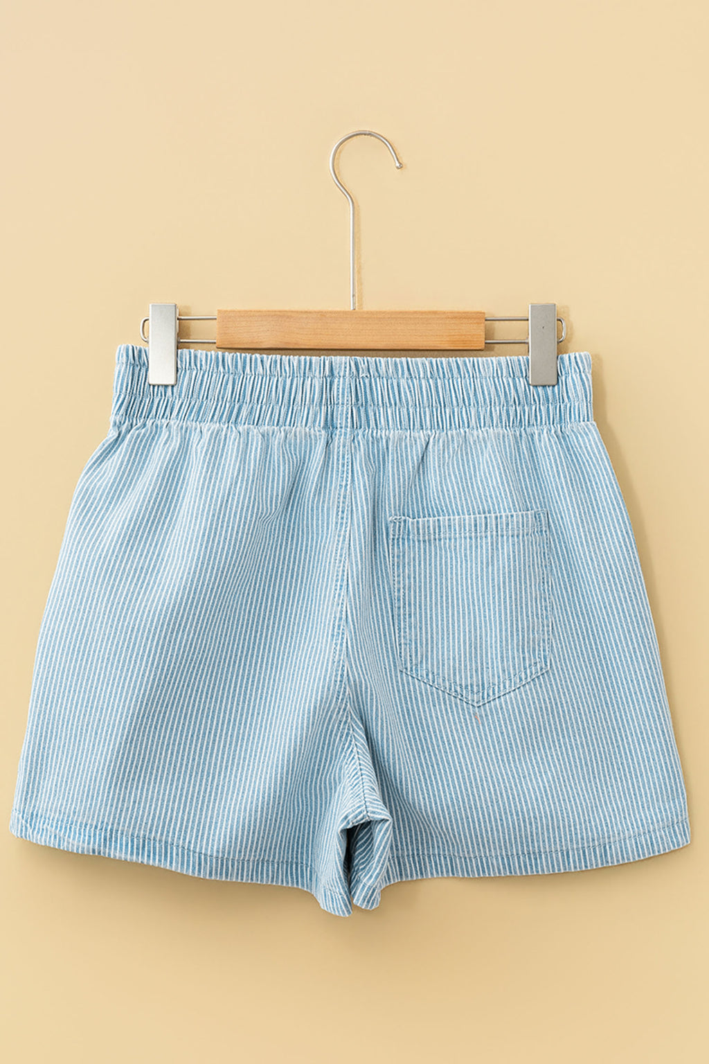 Stripe Drawstring Elastic Waist Denim Shorts