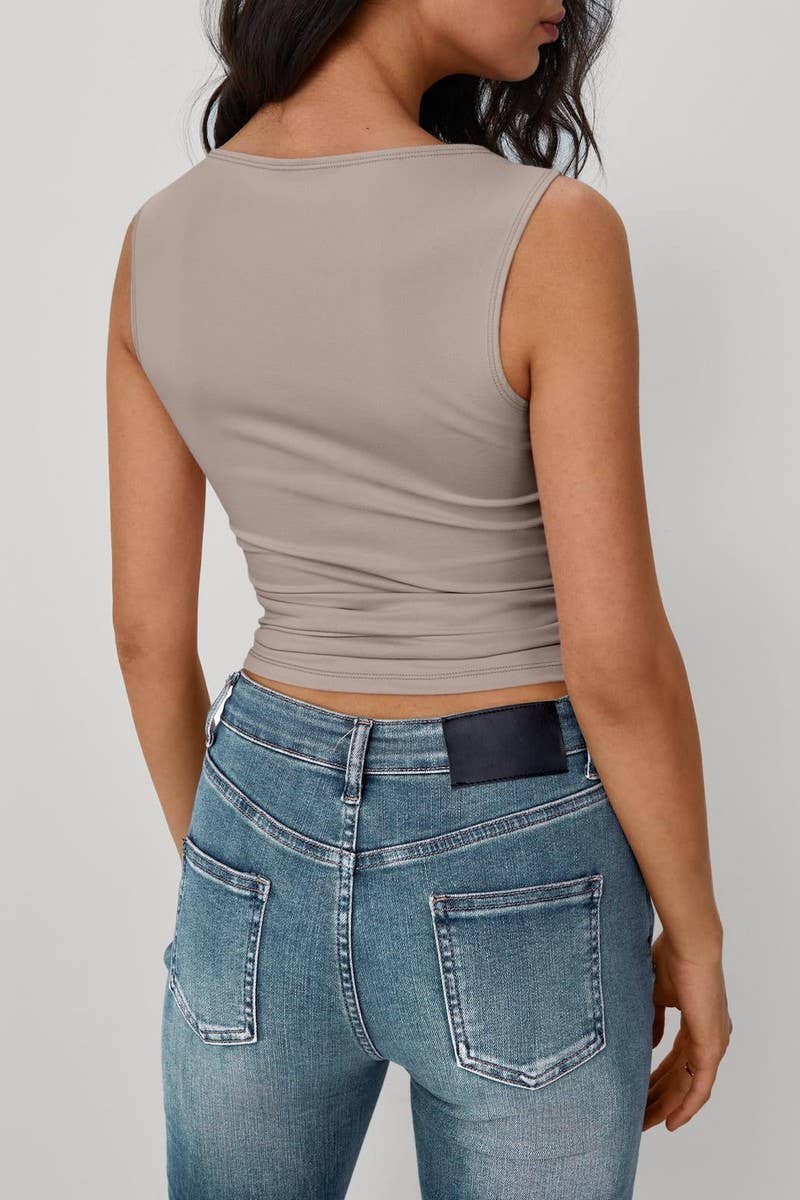SOLID SLEEVELESS SLIM FIT  TANK TOP