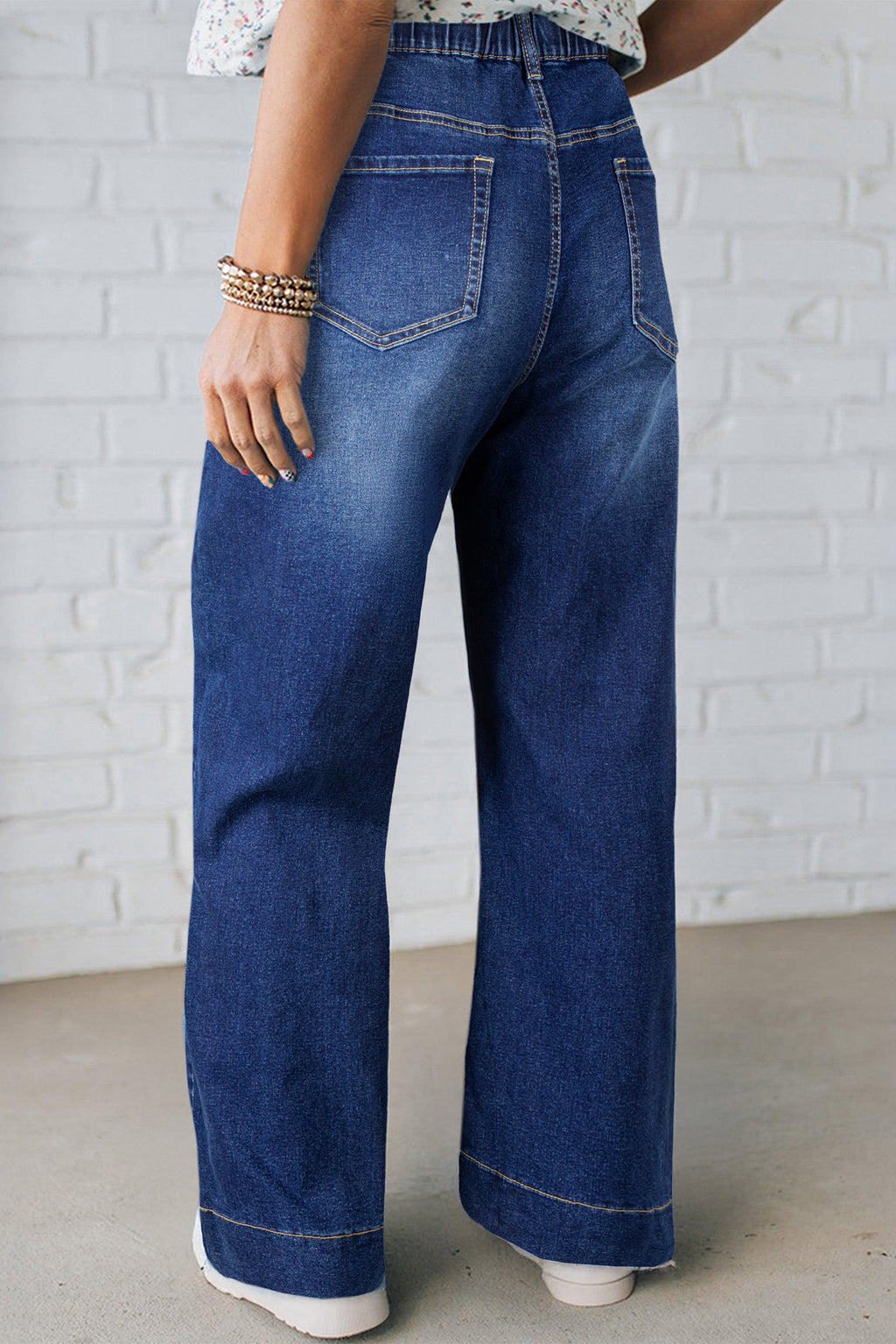 Drawstring Wide Leg Denim