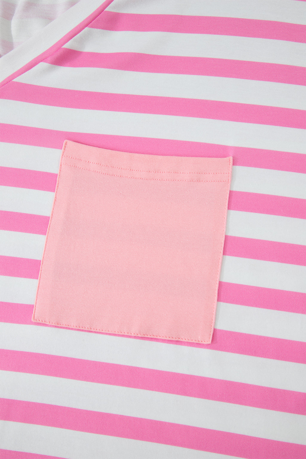 Pink Stripe Pocket V Neck