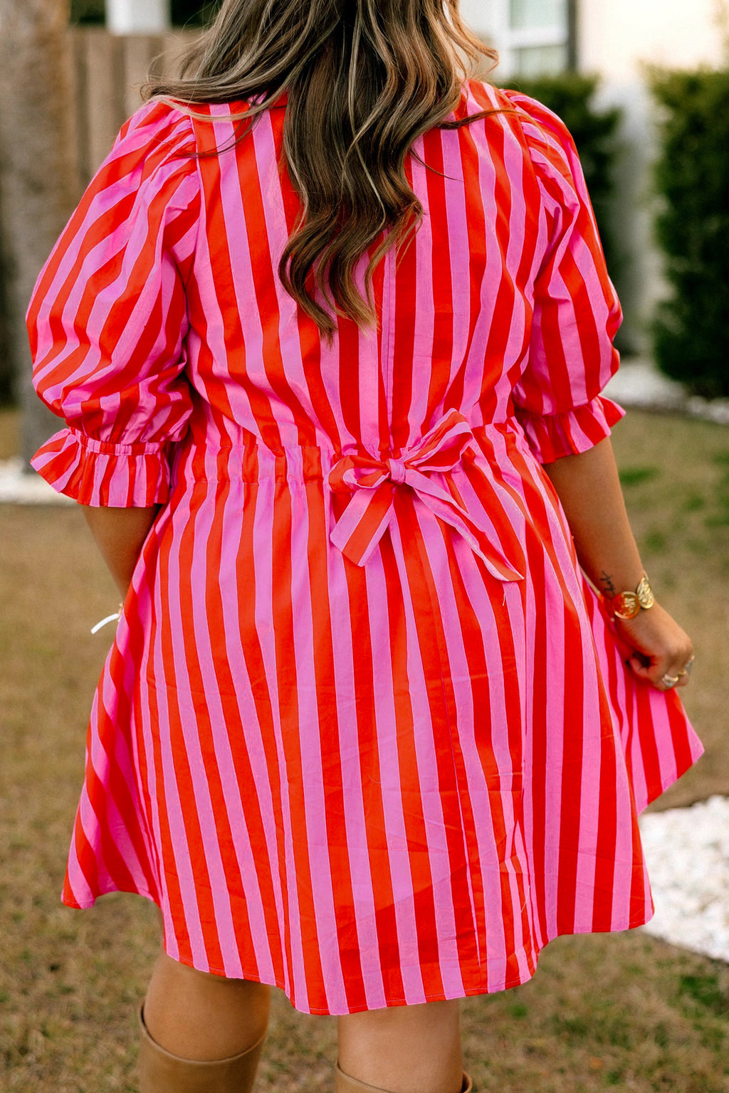 Pink & Red Stripe Babydoll Dress