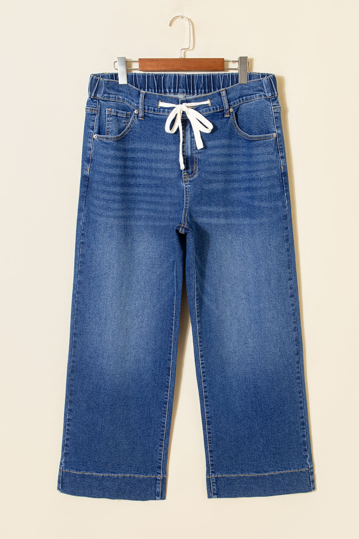 Drawstring Wide Leg Denim