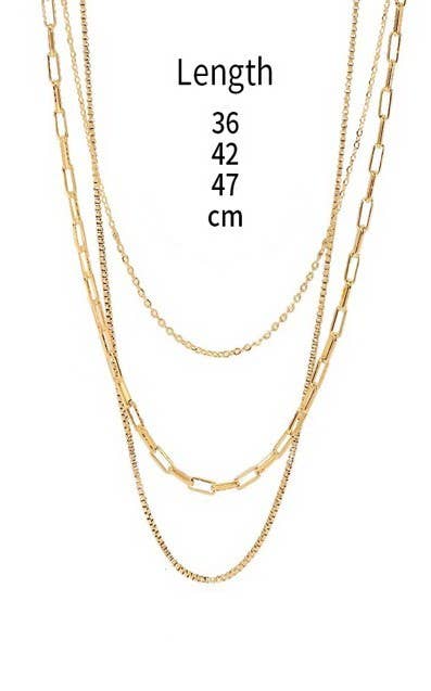 18K STAINLESS STEEL TARNISH FREE LAYERED CHAIN NECKLACE