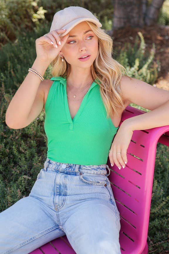 Kelly Green Ribbed Bodysuit