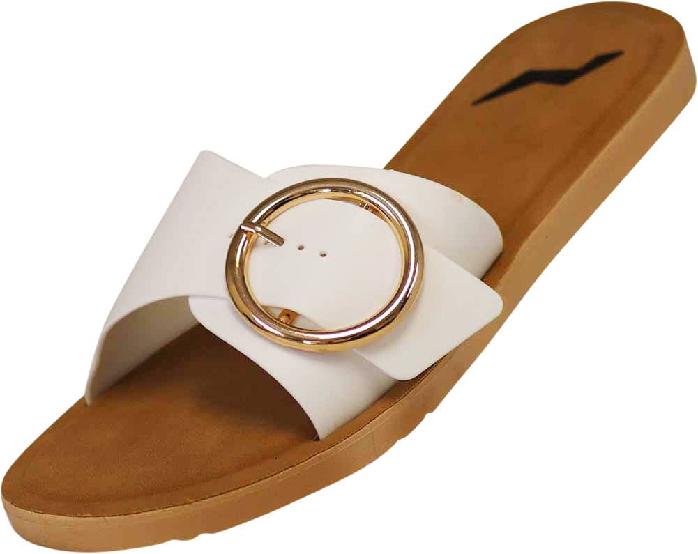 Golden Hour Buckle Slide Sandals