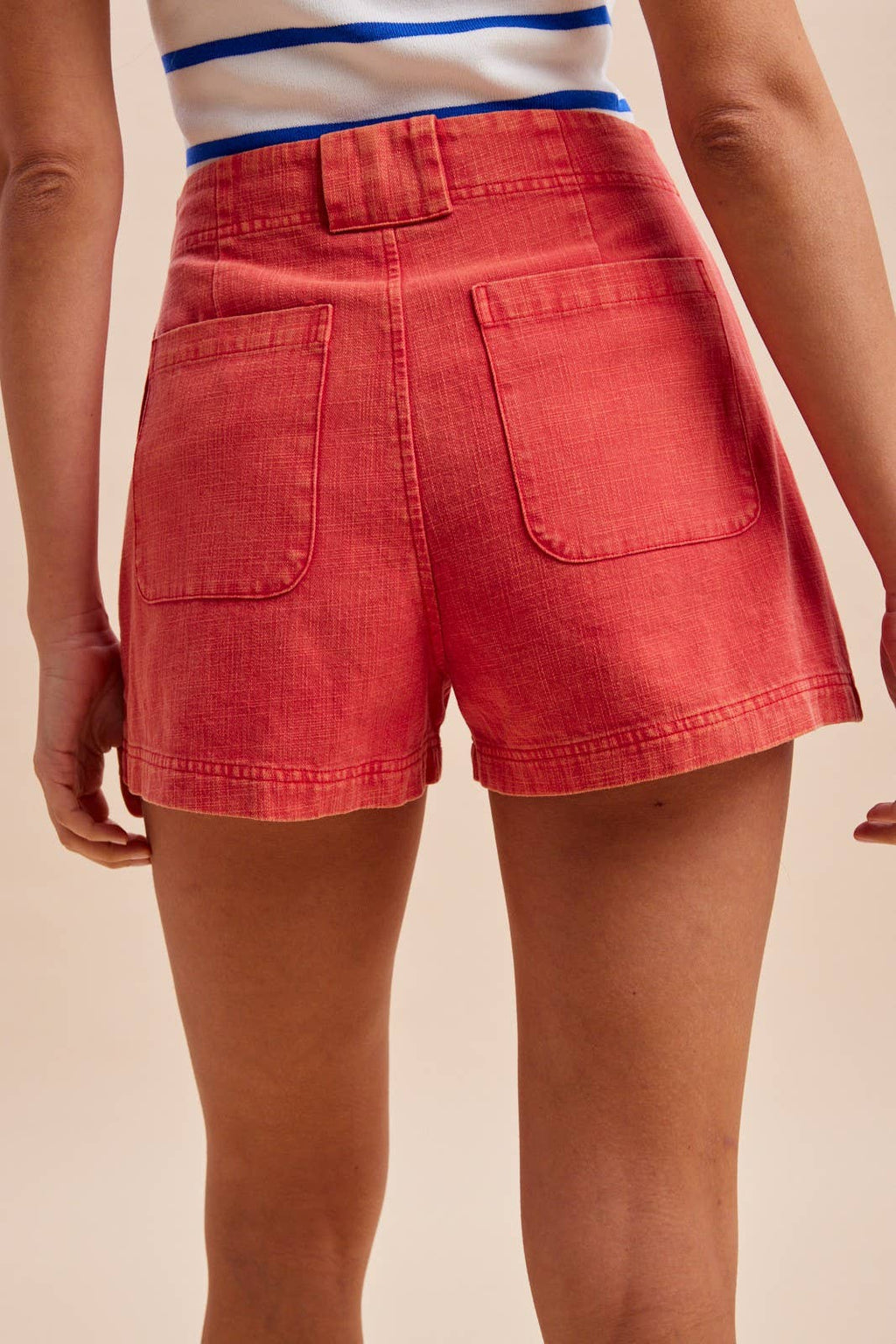 Sunset Stroll Linen Shorts: RED / S-M-L-XL