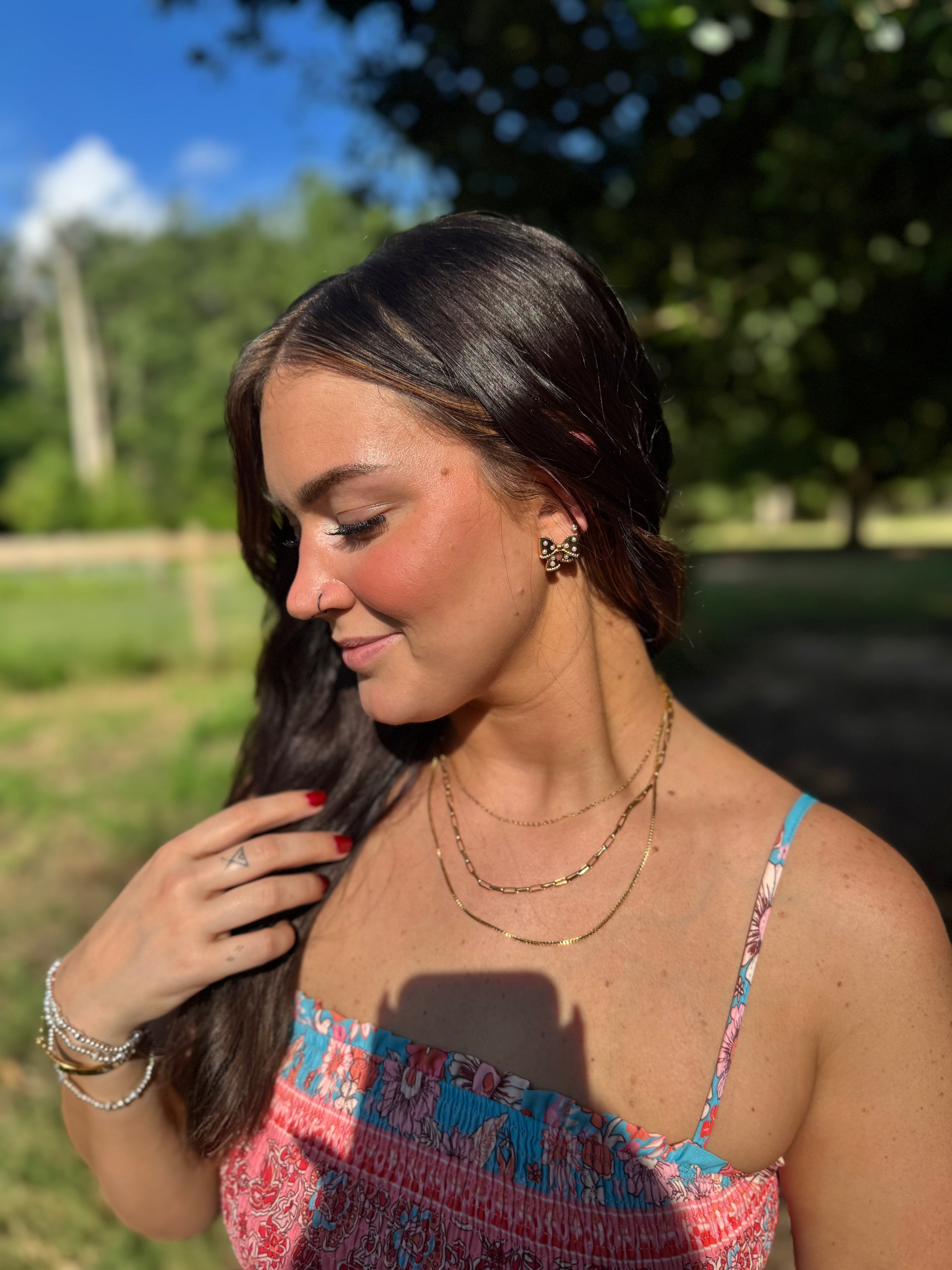 18K STAINLESS STEEL TARNISH FREE LAYERED CHAIN NECKLACE