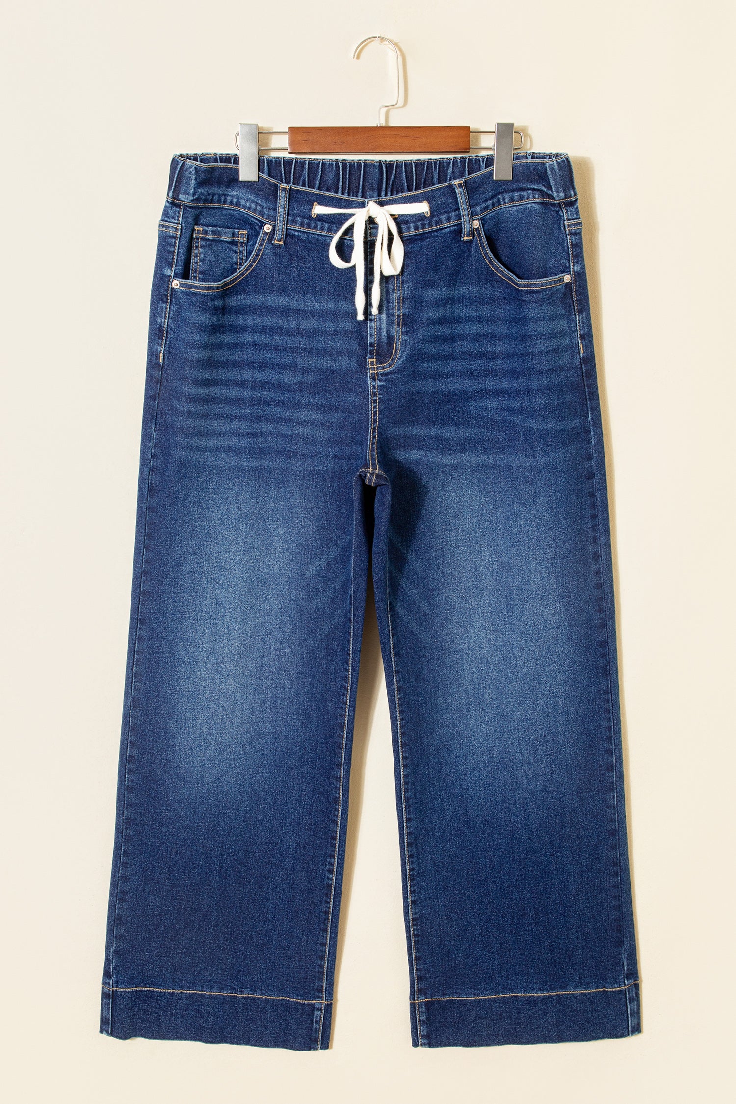 Drawstring Wide Leg Denim