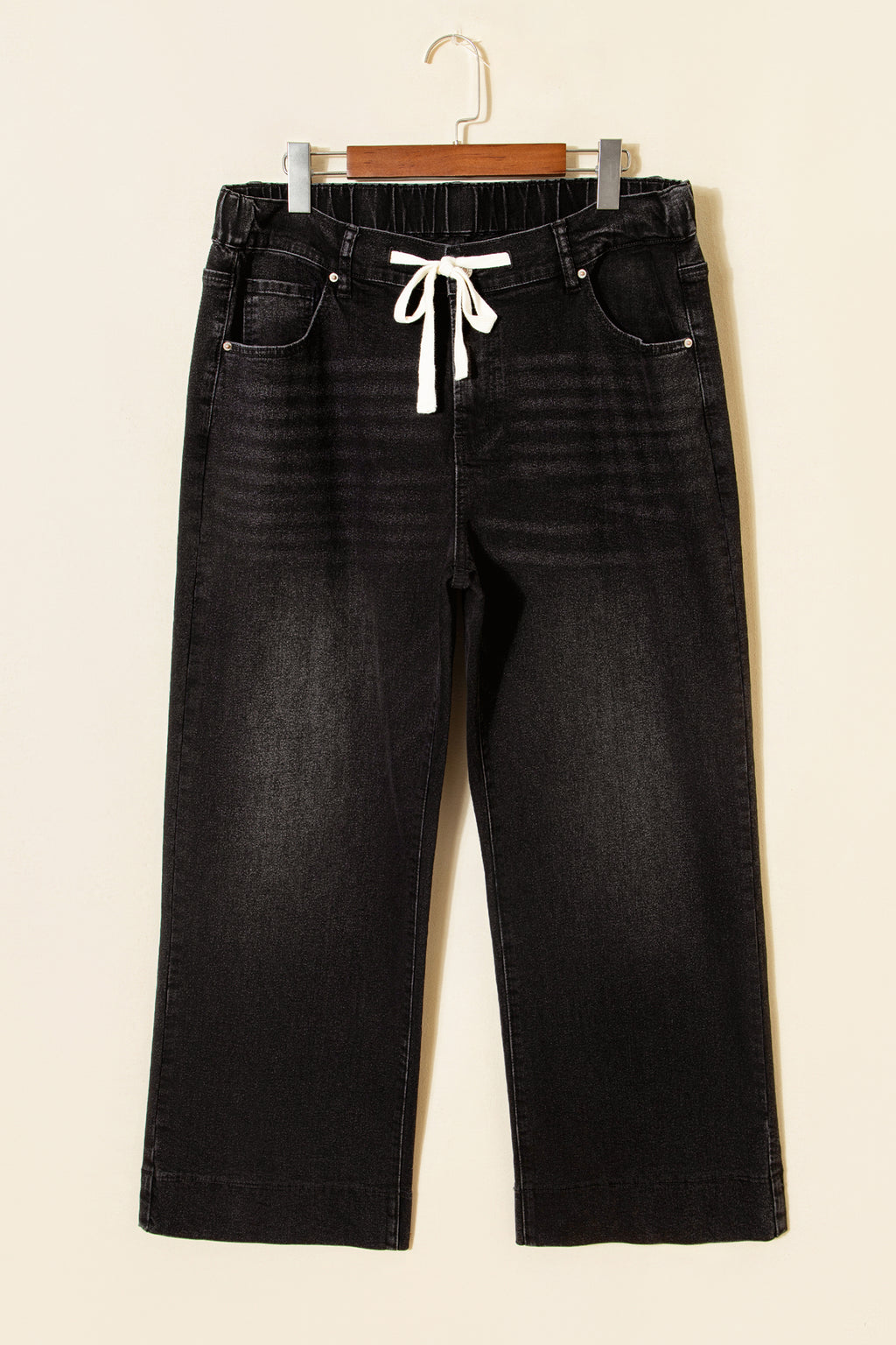 Drawstring Wide Leg Denim