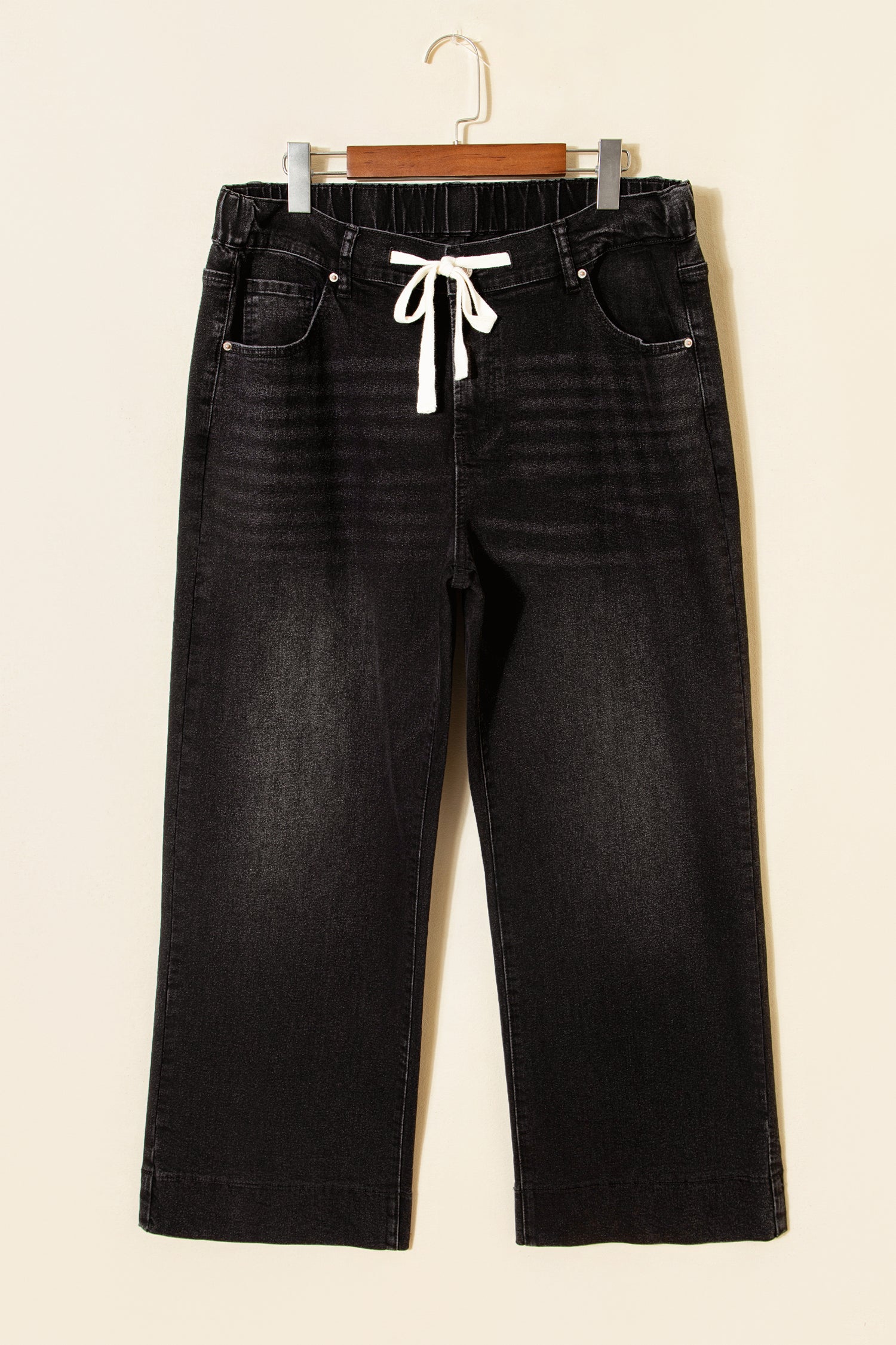 Drawstring Wide Leg Denim