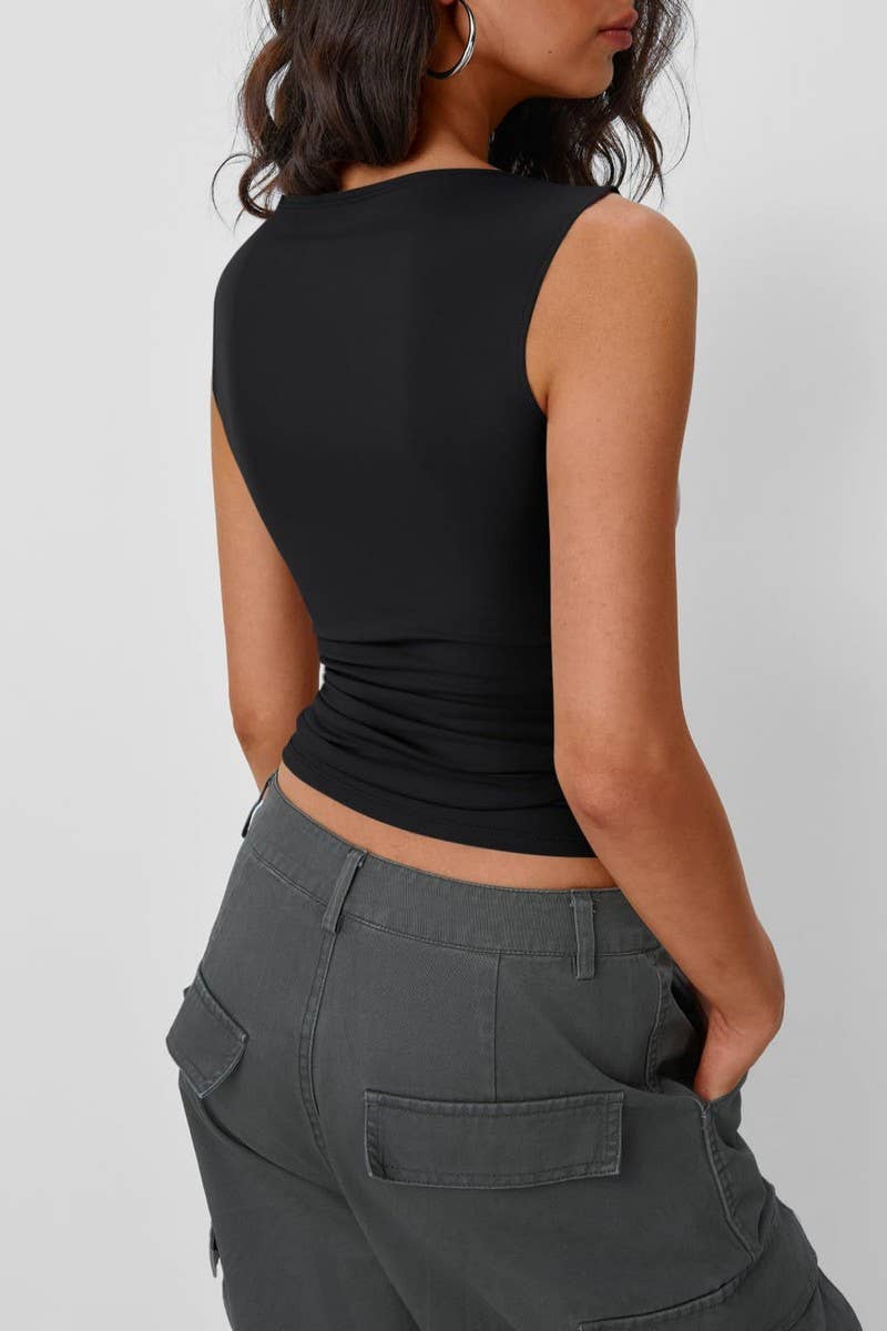 SOLID SLEEVELESS SLIM FIT  TANK TOP