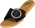 Classic Black Buckle Slide Sandals