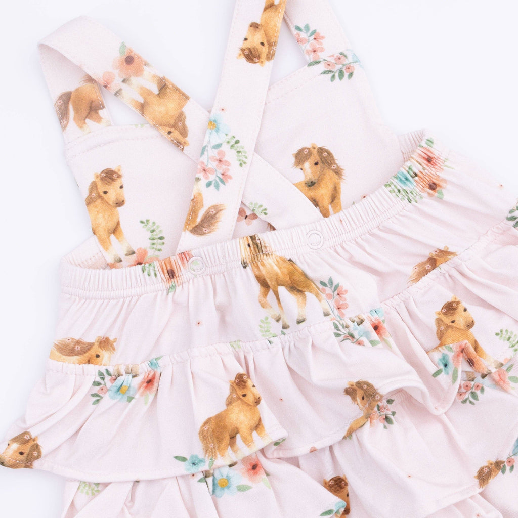 Pink Ponies - Ruffle Sunsuit