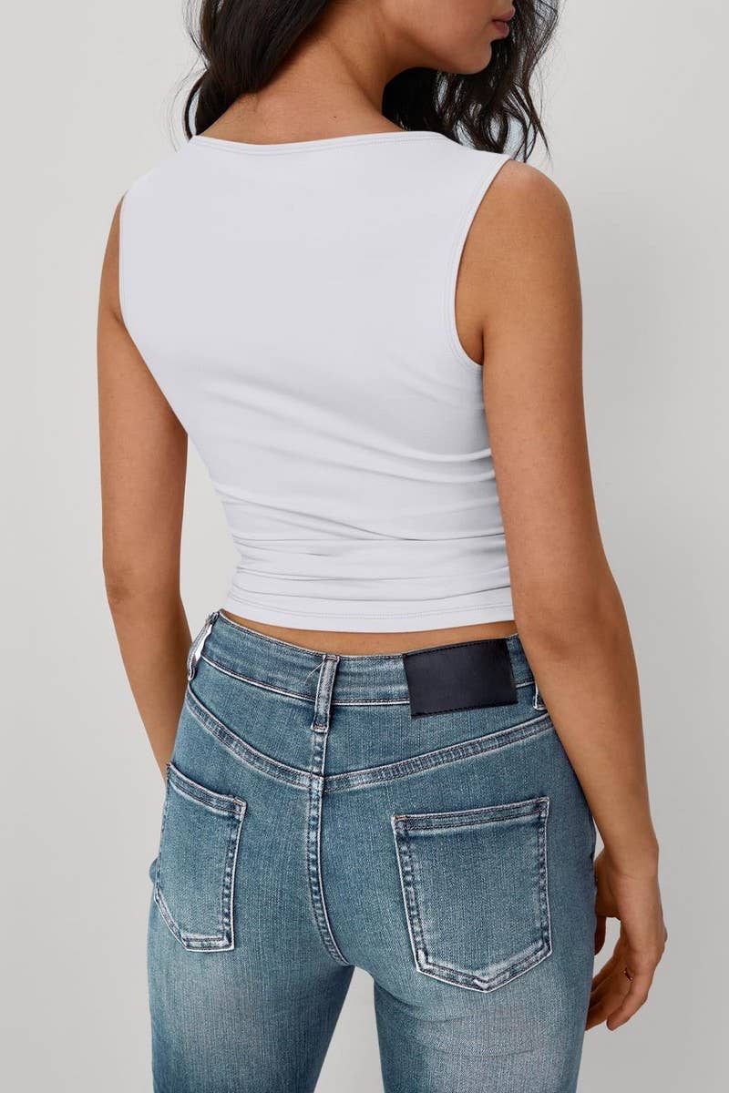 SOLID SLEEVELESS SLIM FIT  TANK TOP
