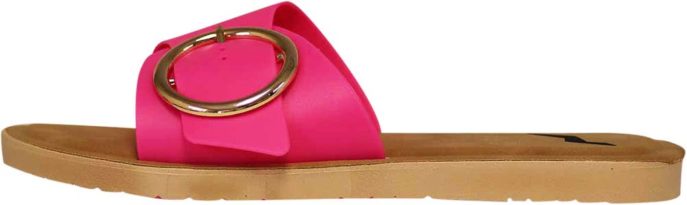 Hot Pink Buckle Slide Sandals