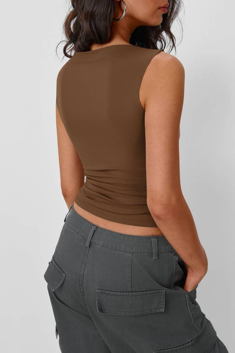 SOLID SLEEVELESS SLIM FIT  TANK TOP