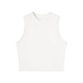 Basic Essential cotton blend fitted high neck crop tank top: White/Black/Coca / S-XL