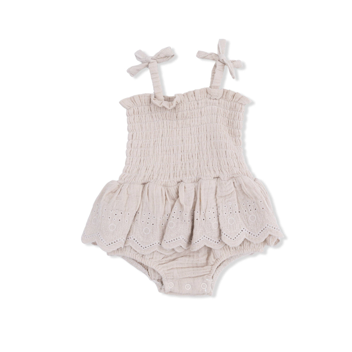 Solid Muslin French Oak - Smocked Bubble with Skirt